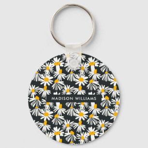 Chaveiro minimalista moderno de flores monogramas