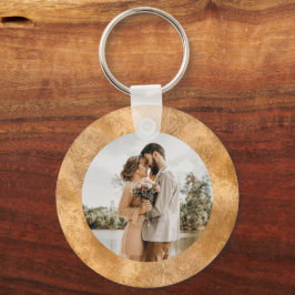 Chaveiro Mínimo de Casamento Dourado Branca de Foto Persona