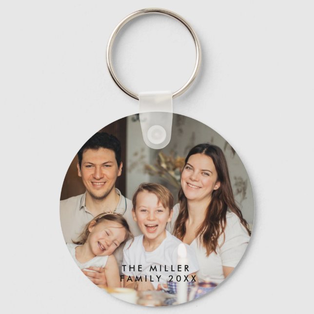 Chaveiro Mínimo e Chic | Foto personalizada e nome da famíl (Frente)