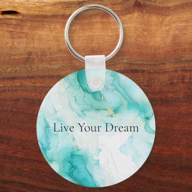 Chaveiro Mint Green Dourado Marble (Frente)