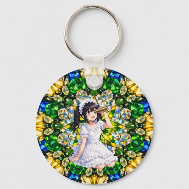 Chaveiro Mirabella in Emerald Light – Kaleidoscope Mandala  (Frente)