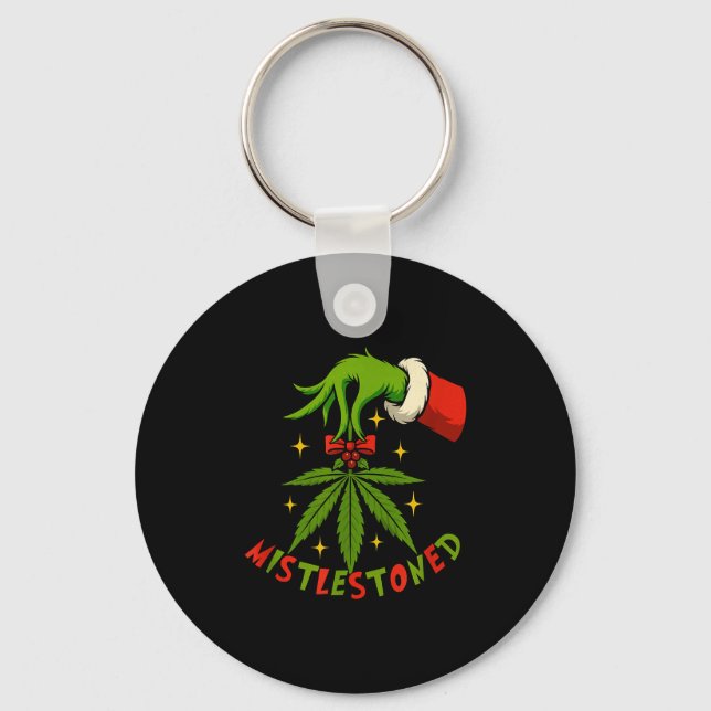 Chaveiro Mistlestoned Weed Leaf Funny Stoner Christmas  (Frente)