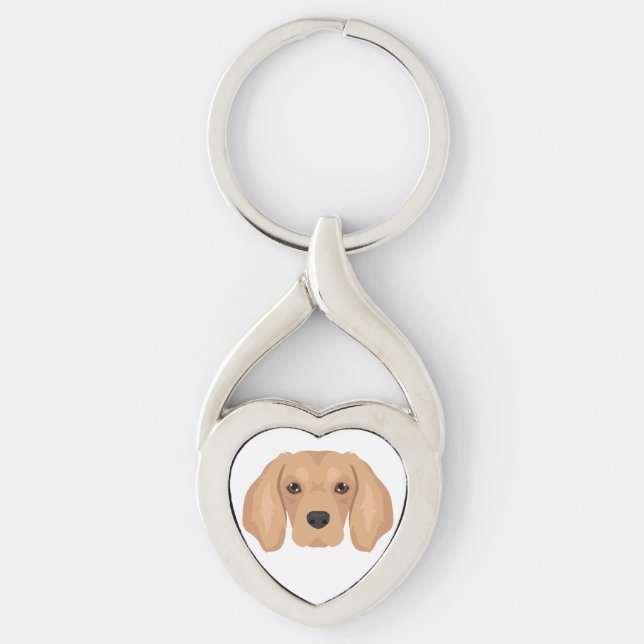 Chaveiro Mistura de cães ouro Cavalier (Frente)