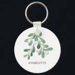 Chaveiro Mistura personalizada<br><div class="desc">Esta corrente de na moda é decorada com folhas e bagas de amêndoas de cor aquosa. Facilmente personalizável. À medida que criamos a nossa trabalho de arte,  não encontraremos esta imagem exata de outros designers. Original Watercolor © Michele Davies.</div>