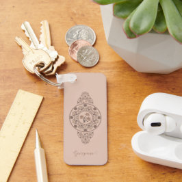 Chaveiro Mocha Rococo Lotus Mandala Ornamental Personalizad