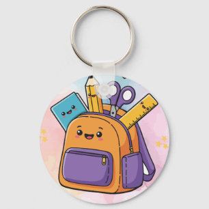 Chaveiro Mochila e suprimentos escolares Kawaii fofos. 