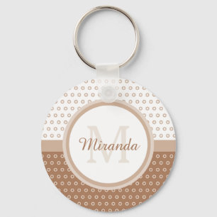 Chaveiro Mod Brown e White Bolinhas Monograma com Nome