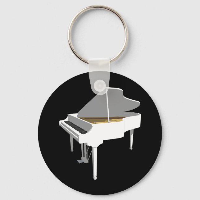 Chaveiro Modelo 3D: Piano Grande Branco: (Frente)
