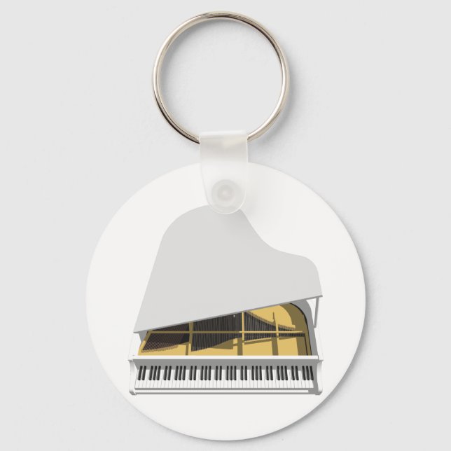 Chaveiro Modelo 3D: Piano Grande Branco: (Frente)