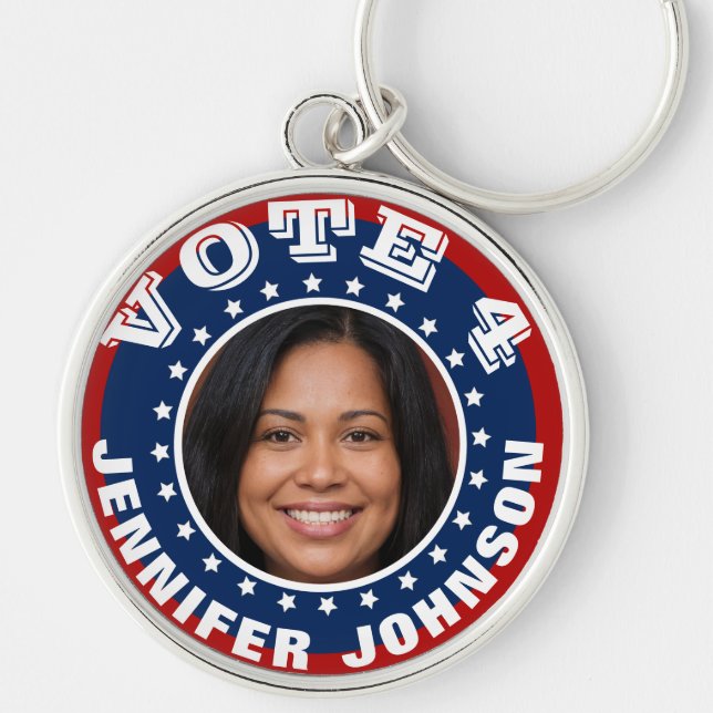 Chaveiro Modelo de botão personalizado para campanha de fot (Frente)