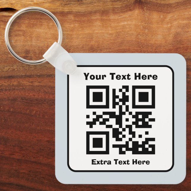 Chaveiro Modelo de Código QR Escaneável c/ Texto Editável (Frente)