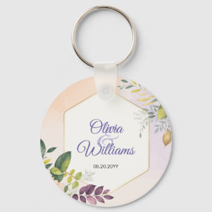 Chaveiro Modelo de Convite de Casamento Floral Elegante