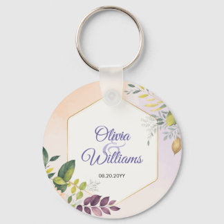 Chaveiro Modelo de Convite de Casamento Floral Elegante