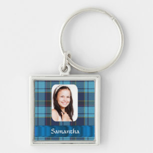 Chaveiro Modelo de foto de xadrez de tartan azul