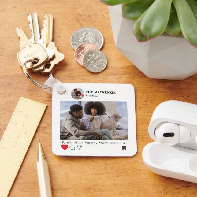 Chaveiro Modelo de Foto e Texto Novidade da Mídia Social (Mesa)