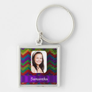 Chaveiro Modelo de foto personalizado Hippy color chevron