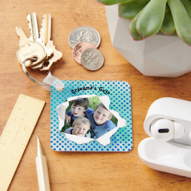 Chaveiro Modelo de Pontos Azuis de Fotografia do Buraco de  (Mesa)