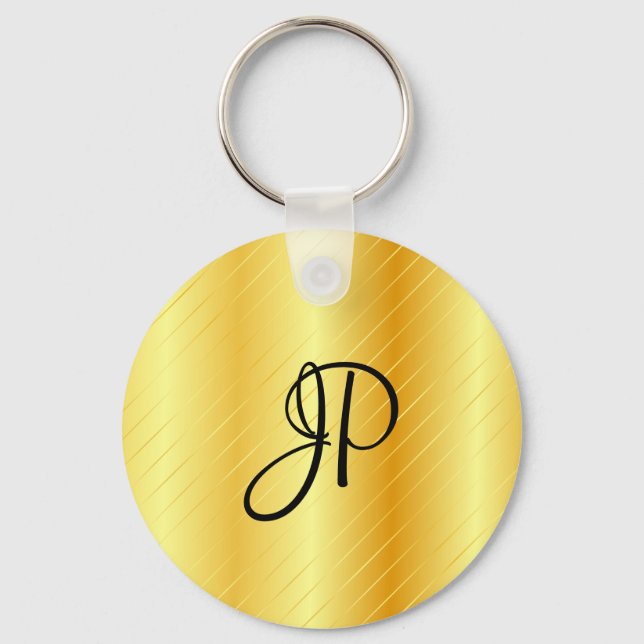 Chaveiro Modelo moderno elegante dourado monogramado (Frente)