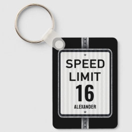 Chaveiro Modern 16th Birthday Speed Limit Sign