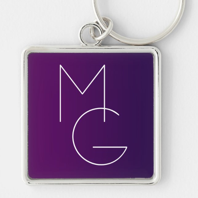 Chaveiro Modern 2 Iniciais | Roxo Fundo Sombreado Sutil (Frente)