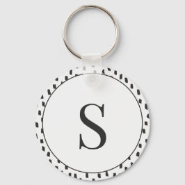 Chaveiro Modern Brush Strokes Black & White Monogram S