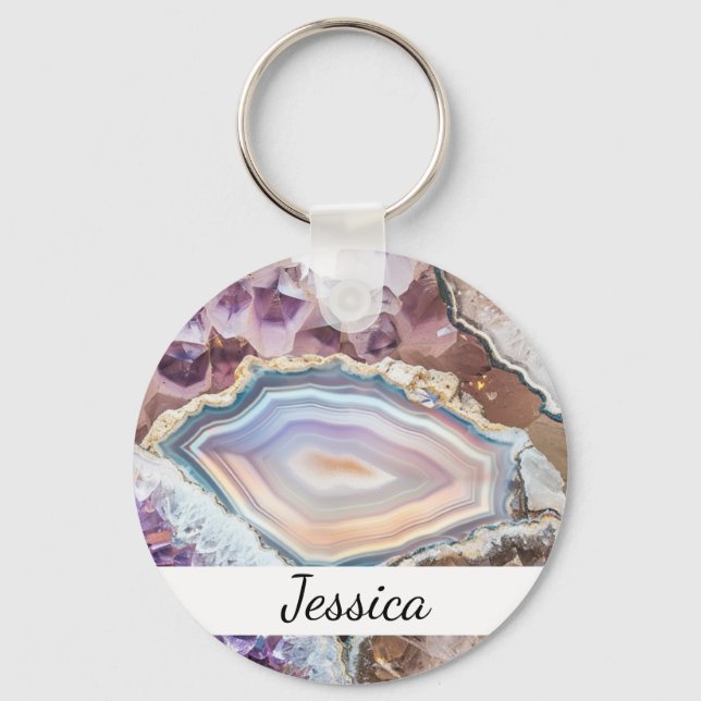 Chaveiro Modern Geode Crystal | Crystal Keychain (Frente)