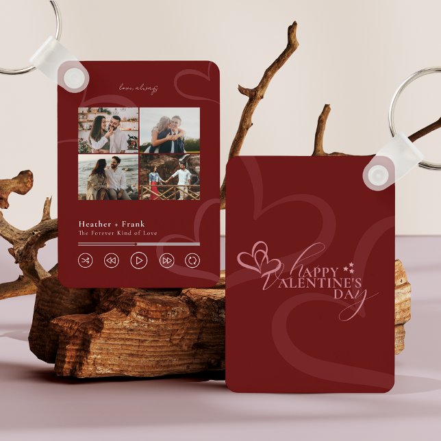 Chaveiro Modern Minimal Chic Music Player Photo Valentine's (Criador carregado)