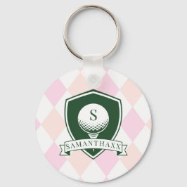 Chaveiro Modern Pink Pattern Name Initial Monogram Golf