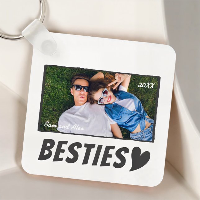Chaveiro Modern Simple Comic Bestie Best Friends BFF Photo (Criador carregado)