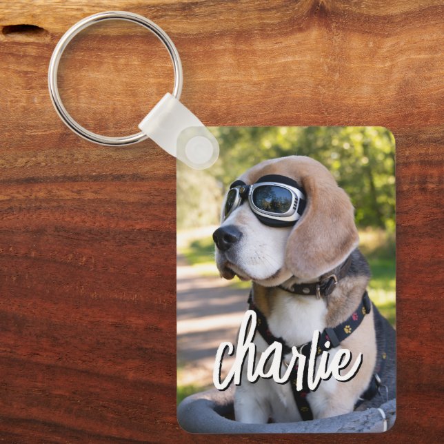 Chaveiro Modern Simple Pet’s Photo Name (Frente)