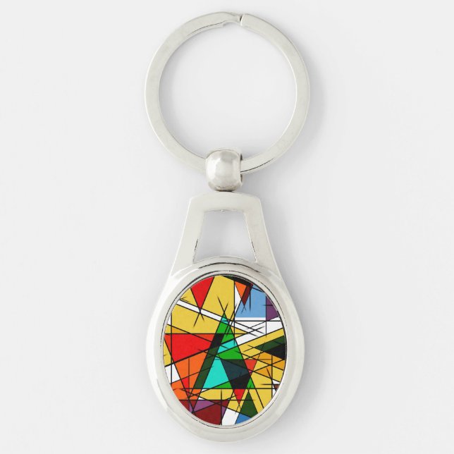 Chaveiro Modern Triangle Colorful Geometric  (Frente)