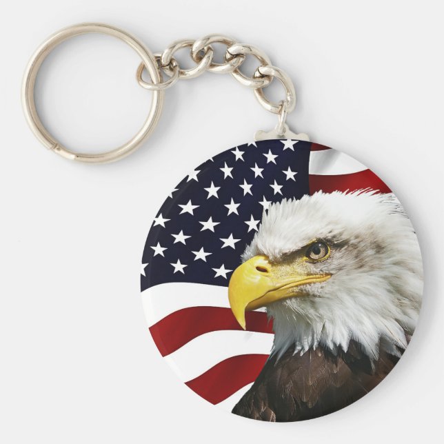 Chaveiro Moderno 4 de julho, EUA Flag American Eagle Patrio (Frente)