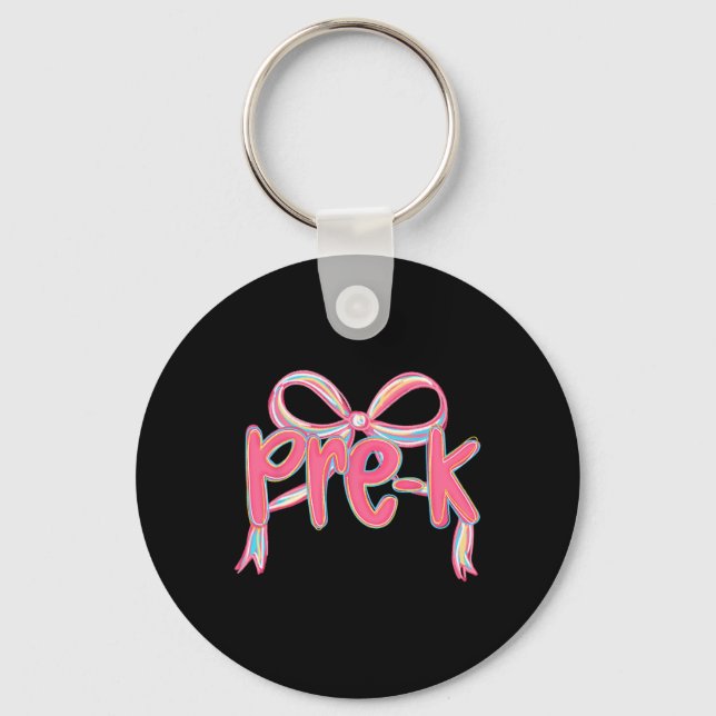 Chaveiro Modinha De Volta À Escola Pré-k Rosa Coquette Laço (Frente)
