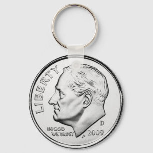 Chaveiro Moeda de dez centavos de Roosevelt dos Estados