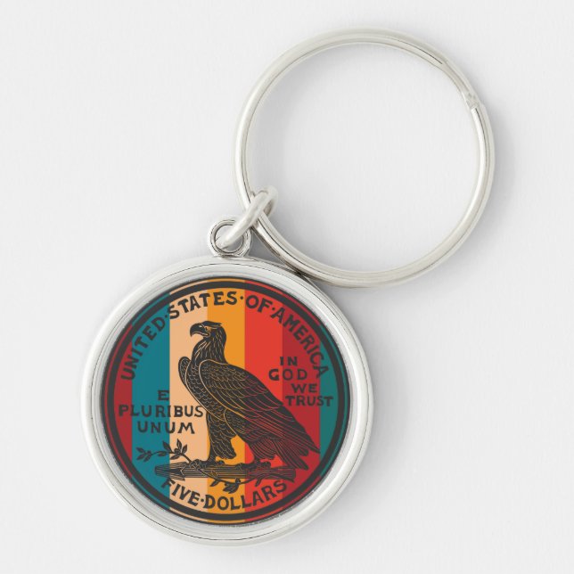 Chaveiro Moeda de ouro americana de 5 dólares (Frente)