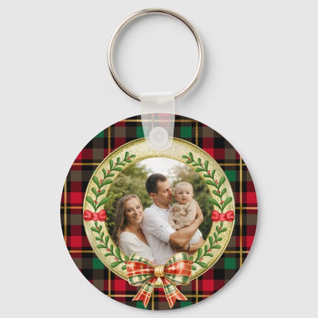 Chaveiro Moldura de Imagem Personalizada e Coroa de Natal  (Frente)