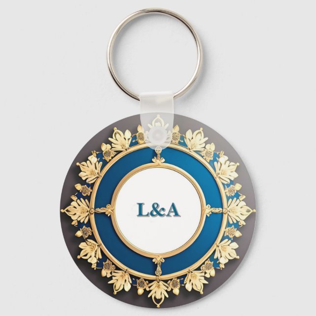 Chaveiro Moldura Decorativa Circular Dourada Ornamentada (Frente)