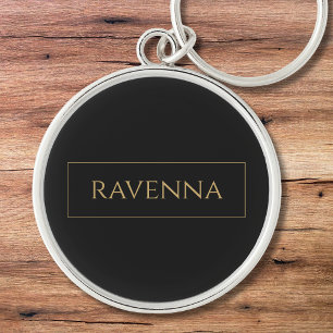 Chaveiro Moldura Dourada Nome Personalizado Luxo Preto Prof