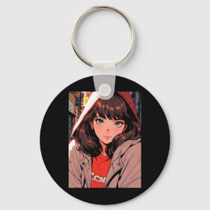 Chaveiro Moletom Aconchegante de Anime Retrô Garota Luzes N