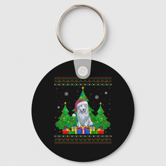 Chaveiro Moletom Feio Árvore de Natal Santa Hat Akbash Dog  (Frente)