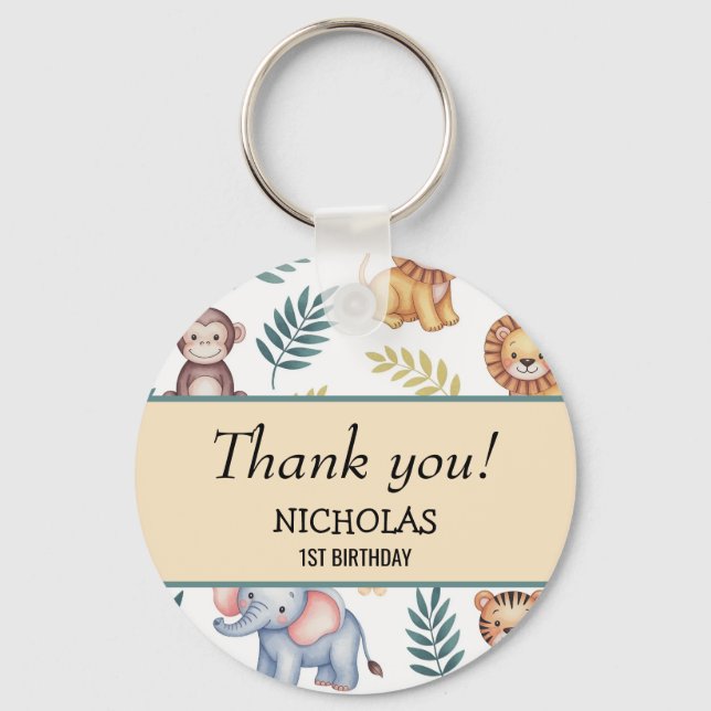 Chaveiro Molho Aquarela Safari Selva Animais Arte Tropical (Frente)