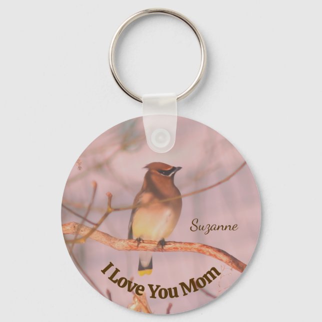 Chaveiro Mom I Love You Waxwing Personalized (Frente)