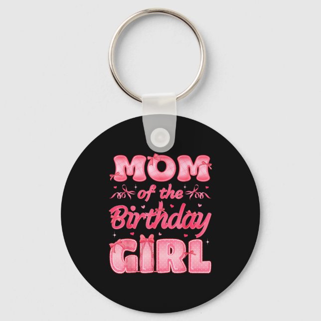 Chaveiro Mom Of The Birthday Girl Family Nk Coquette Bow  (Frente)