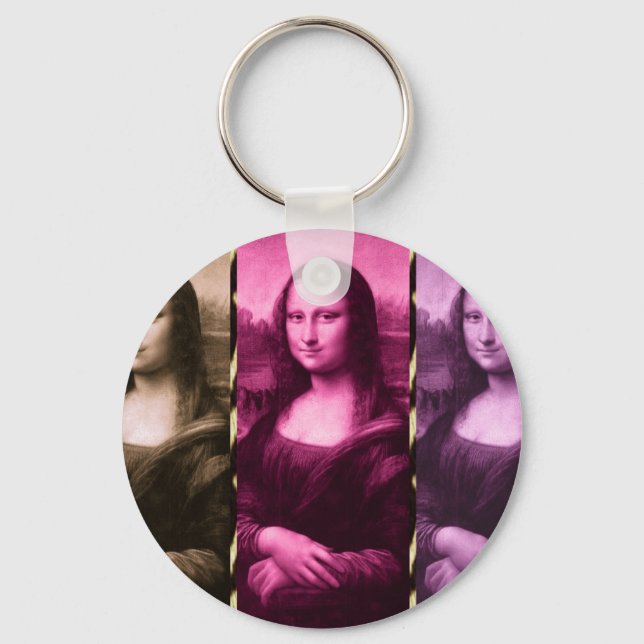 Chaveiro Mona Lisa Animal Imprime Chocolate Rosa Puro (Frente)