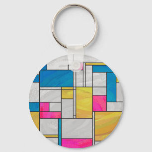 Chaveiro Mondrian Yellow Blue Impressão