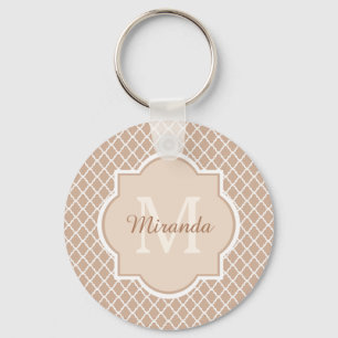 Chaveiro Mongograma De Quatrefoil Preppy Tan