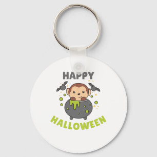 Chaveiro Monkey Happy Halloween Cauldron Bat