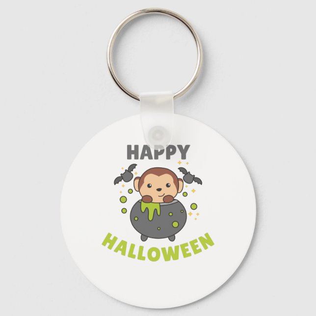 Chaveiro Monkey Happy Halloween Cauldron Bat (Frente)