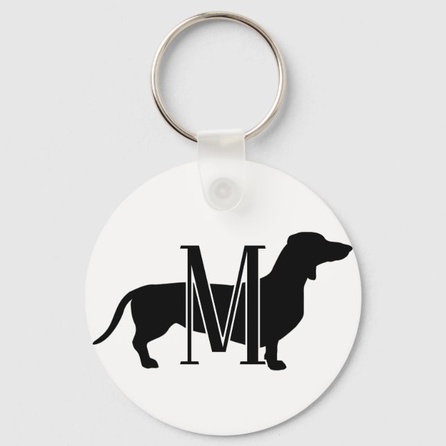 Chaveiro Monogram Initial I Love Dachshunds Silhouette  (Frente)