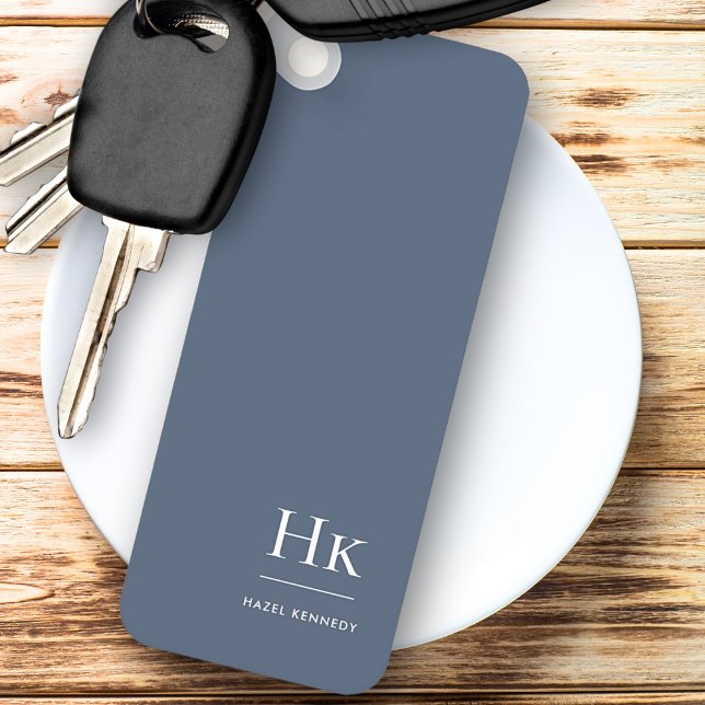 Chaveiro Monogram Modern Classic Minimalist Navy Blue White (Criador carregado)